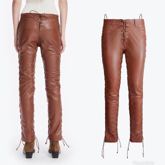 Revolve Petar Petrov Guido Lace Up Nappa Leather Low Rise Pants EU 34 - Picture 2 of 9